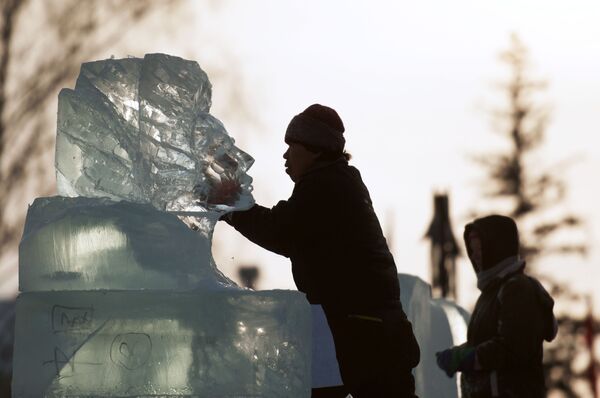 شرکت کننده فستیوال مجسمه های یخی  تمسک کریستالی در تمسک - اسپوتنیک ایران  