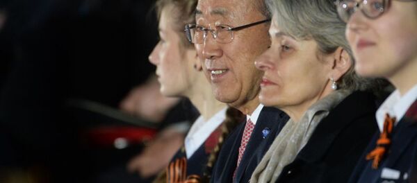 پان گی مون و ایرینا  بوکووا دبیر کل سازمان یونسکو - اسپوتنیک ایران  