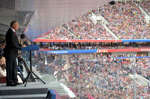 ولادیمیر پوتین در مراسم افتتاحیه مسابقات جام جهانی در روسیه - اسپوتنیک ایران  