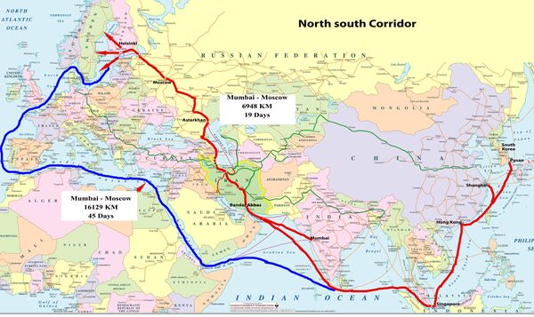 نقشه کریدور ریلی شمال - جنوب نقشه کریدور ریلی شمال - جنوب - اسپوتنیک ایران