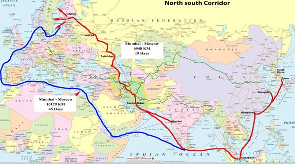 نقشه کریدور ریلی شمال - جنوب - اسپوتنیک ایران  
