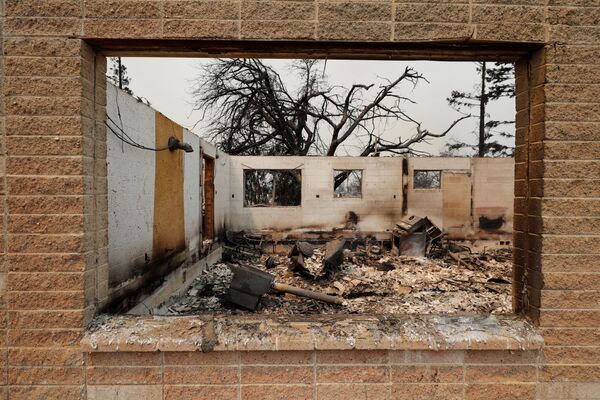 خانه سوخته در زمان آتش سوزی جنگلی در کالیفرنیا - اسپوتنیک ایران  