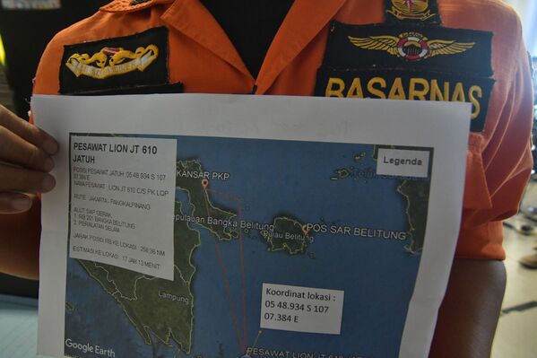 نقشه عملیات جستجو در محل سقوط هواپیمای اندونزی در دریا - اسپوتنیک ایران  