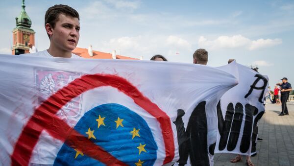 آتش زدن پرچم اتحادیه اروپا در لهستان + عکس - اسپوتنیک ایران  