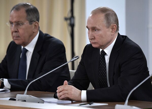 ولادیمیر پوتین، رئيس جمهور روسیه در نشست دو جانبه سران روسیه و کره شمالی - اسپوتنیک ایران  