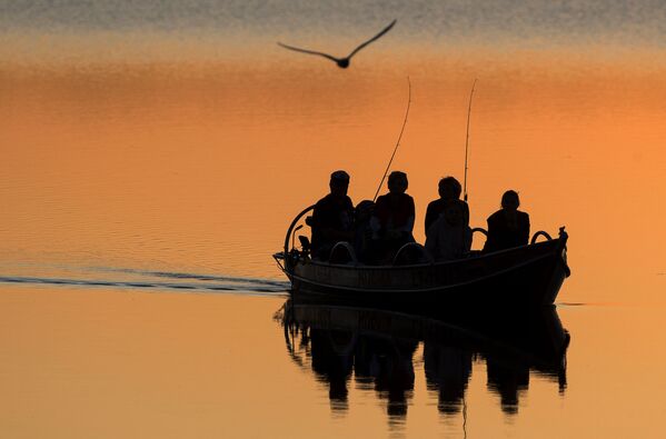 ماهیگیران در دریاچه لوشیای نزدیک شهر اینگنالین لیتوانی - اسپوتنیک ایران  