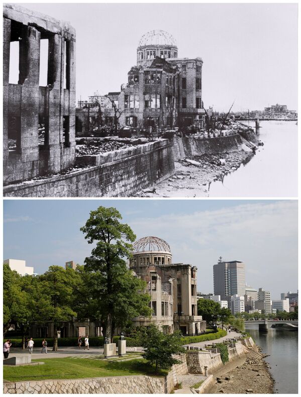 یادمان صلح در هیروشیما پس از بمباران ششم اوت 1945 و امروز - اسپوتنیک ایران  