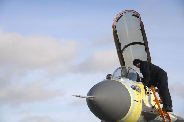 آزمایش جنگنده « میگ» روسی در پایگاه هوایی لوخوویتسکی در حومه مسکو - اسپوتنیک ایران  