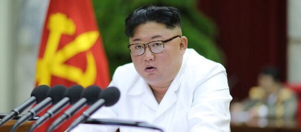 Лидер КНДР Ким Чен Ын на пятом пленарном заседании центрального комитета Трудовой партии Кореи Лидер КНДР Ким Чен Ын на пятом пленарном заседании центрального комитета Трудовой партии Кореи - اسپوتنیک ایران