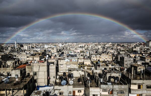 رنگین کمان در شهر رفع واقع در نوار غزه - اسپوتنیک ایران  