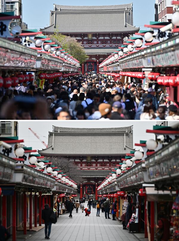 مقایسه خیابان مشهور در ژاپن قبل و بعد از شیوع کرونا - اسپوتنیک ایران  