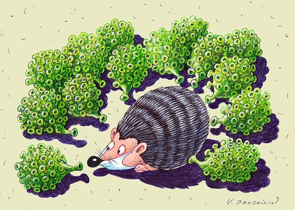 کاریکاتور هنرمند روس والنتین دروژین در مسابقه International Cartoon Festival on Coronavirus Battle 2020 در ایران - اسپوتنیک ایران  