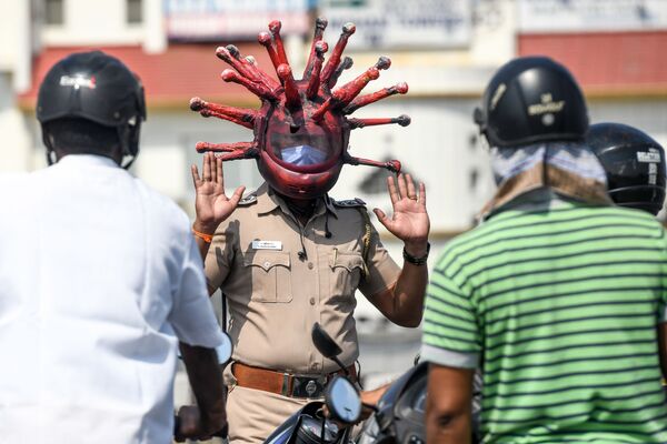 پلیس هند با ماسک کرونایی - اسپوتنیک ایران  