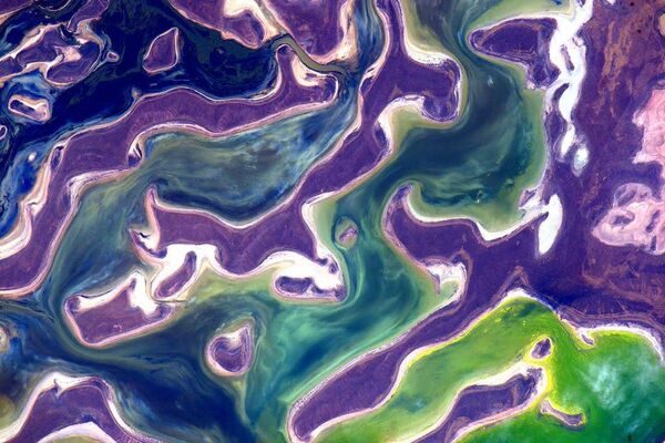 عکس جزیره تنگیز در قزاقستان که توسط ستاره شناس آمریکایی اسکات کلی از ایستگاه بین المللی فضایی گرفته شده است - اسپوتنیک ایران  