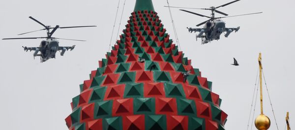 تمرینات هوایی به مناسبت 75-مین سالگرد پیروزی در جنگ جهانی دوم در مسکو
بالگردهای کا-52 - اسپوتنیک ایران  