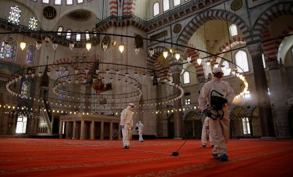 ضد عفونی کردن مسجد سلیمانیه در استانبول، ترکیه
 - اسپوتنیک ایران  