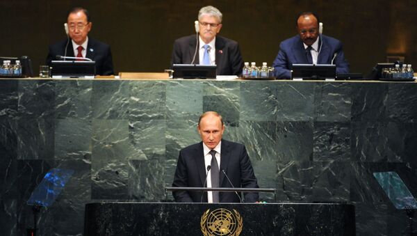 Выступление президента России Владимира Путина на пленарном заседании 70-й сессии Генеральной Ассамблеи ООН в Нью-Йорке - اسپوتنیک ایران  