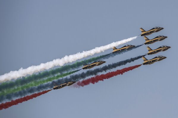 گروه خلبانی امارات متحده عربی به نام Al Fursan  در ایرشو دبی 2015 - اسپوتنیک ایران  