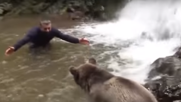 شنای جهانگرد اهل ترکیه با خرس وحشی در آلتای - اسپوتنیک ایران  
